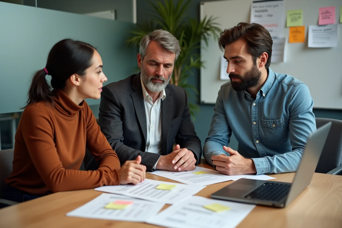 Équipe RH en atelier collaboratif pour sélectionner un outil de gestion des compétences adapté à leur organisation